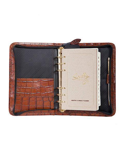 Scully DARK BRN 6 RING WEEKLY ORGANIZER - Scully Leather