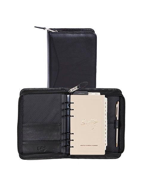 Scully Leather Black 6 Ring Weekly Organizer - Scully Leather