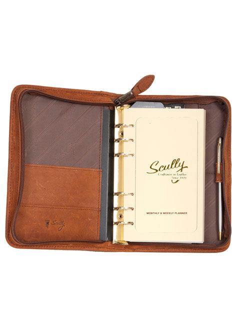 Scully BROWN 6 RING WEEKLY ORGANIZER - Scully Leather