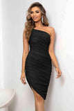 Ruched One-Shoulder Dress - Trendsi - Flyclothing LLC