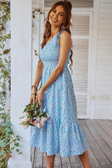 Ditsy Floral Smocked One-Shoulder Dress - Flyclothing LLC