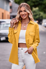 Dropped Shoulder Longline Shirt with Pockets - Trendsi - Flyclothing LLC