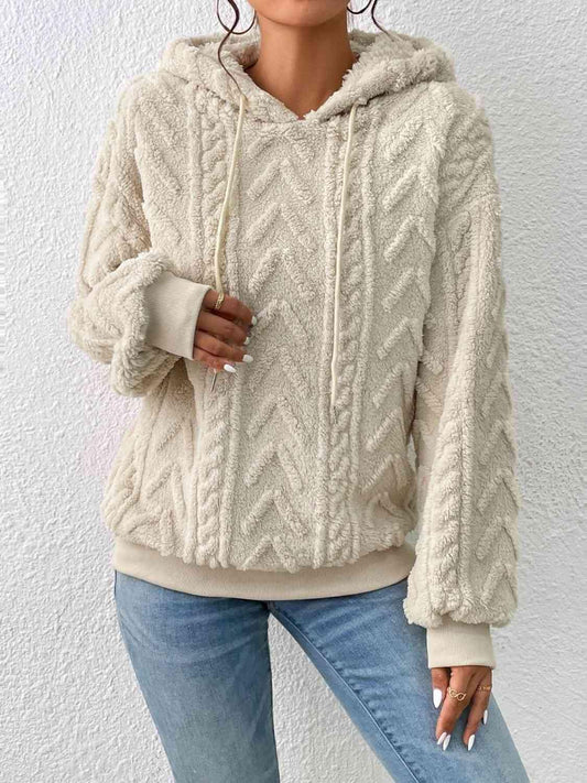 Drawstring Long Sleeve Hoodie - Trendsi