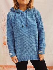 Drawstring Long Sleeve  Hooded Sweater - Trendsi