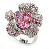 Alamode Rhodium Brass Ring with AAA Grade CZ in Rose - Alamode