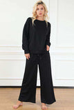 Double Take Full Size Textured Long Sleeve Top and Drawstring Pants Set - Trendsi - Flyclothing LLC