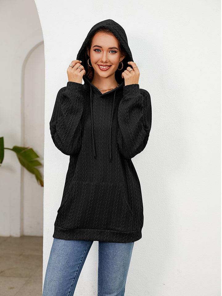 Raglan Sleeve Front Pocket Hoodie - Trendsi