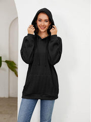 Raglan Sleeve Front Pocket Hoodie - Trendsi
