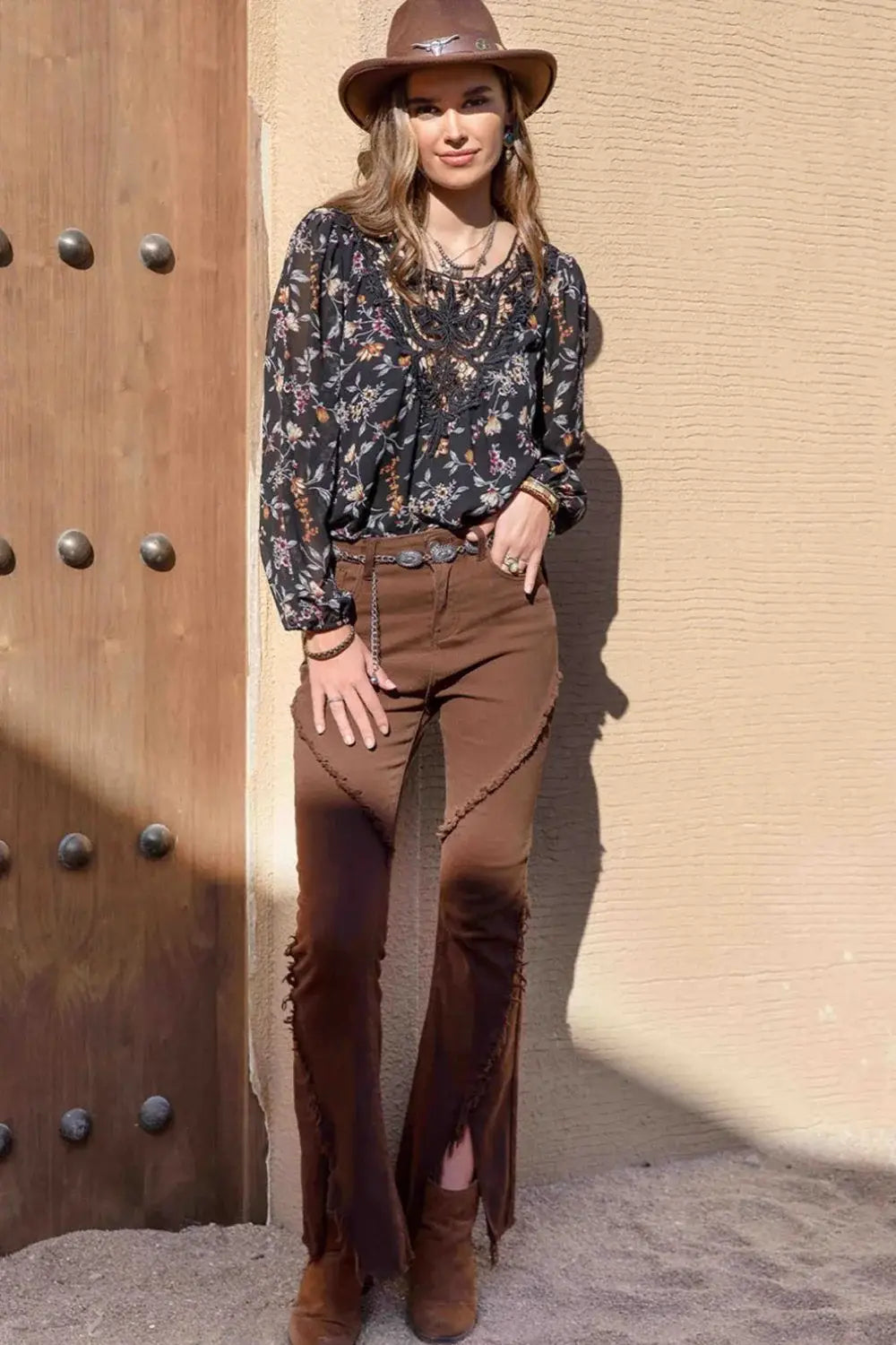 Printed Round Neck Long Sleeve Blouse - Trendsi - Flyclothing LLC