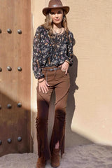 Printed Round Neck Long Sleeve Blouse - Trendsi - Flyclothing LLC