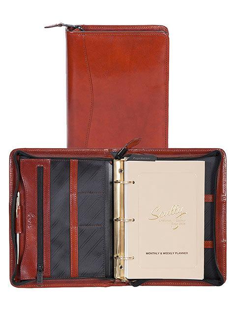 Scully Leather Cognac 3 Ring Zip Weekly - Flyclothing LLC