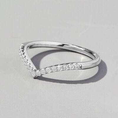 V Shape Inlaid Zircon 925 Sterling Silver Ring - Trendsi - Flyclothing LLC