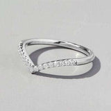 V Shape Inlaid Zircon 925 Sterling Silver Ring - Trendsi - Flyclothing LLC