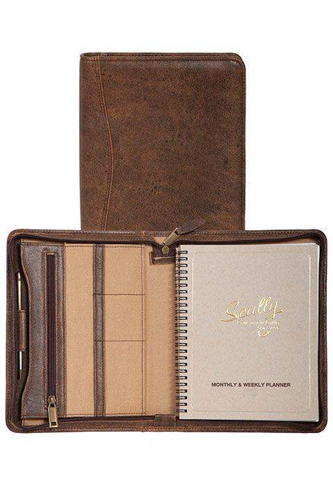 Scully WALNUT ZIP WEEKLY PLANNER - Scully Leather - Flyclothing LLC