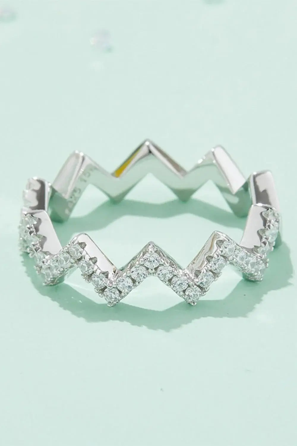 Moissanite Wavy Band Ring - Trendsi - Flyclothing LLC