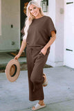 Short Sleeve Top and Pants Set - Trendsi - Flyclothing LLC