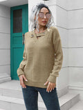 Dropped Shoulder Button Detail Sweater - Trendsi - Flyclothing LLC