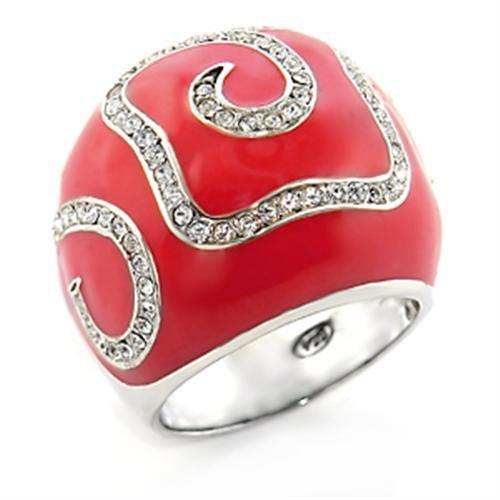 Alamode Rhodium Brass Ring with Top Grade Crystal in Clear - Alamode - Flyclothing LLC