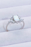 925 Sterling Silver Zircon and Opal Ring - Trendsi