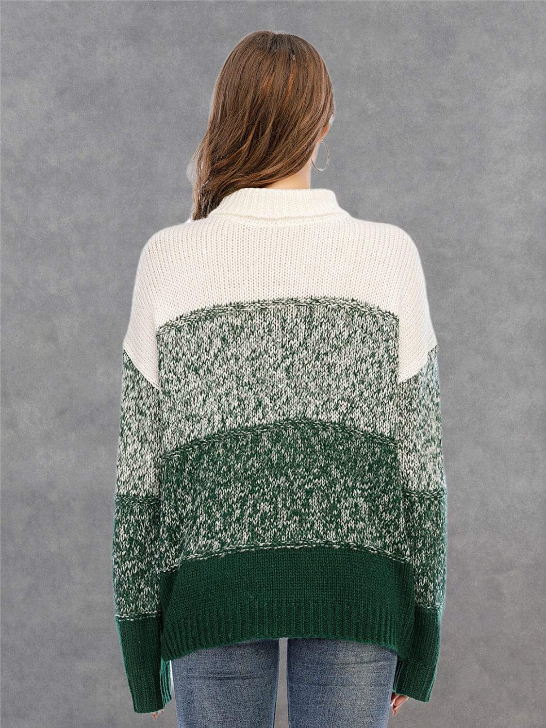 Color Block Turtleneck Sweater - Trendsi - Flyclothing LLC