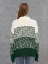 Color Block Turtleneck Sweater - Trendsi - Flyclothing LLC