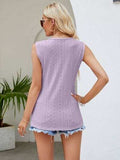 Eyelet Lace Detail V-Neck Tank - Trendsi - Flyclothing LLC