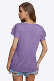 Tie-Neck Layered Flutter Sleeve Blouse - Trendsi - Flyclothing LLC