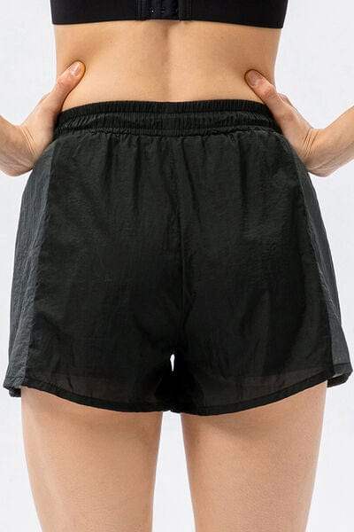 Color Block Drawstring Active Shorts - Trendsi - Flyclothing LLC