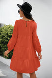Balloon Sleeve Keyhole Tiered Dress - Trendsi