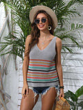 Striped V-Neck Knit Tank - Trendsi - Flyclothing LLC