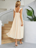 Ruffled V-Neck Midi Dress - Trendsi