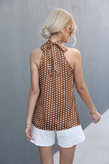 Polka Dot Grecian Neck Tank - Trendsi - Flyclothing LLC