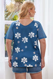 Plus Size V-Neck Raglan Sleeve Tee - Trendsi - Flyclothing LLC