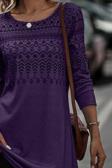Printed Round Neck Long Sleeve T-Shirt - Trendsi