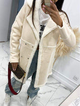 Lapel Collar Exposed Seam Buttoned Coat - Trendsi - Flyclothing LLC