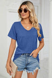 Short Sleeve V-Neck Tee Shirt - Trendsi - Flyclothing LLC