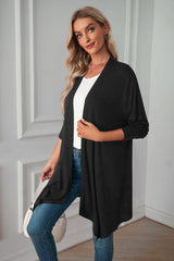 Open Front Long Sleeve Cardigan - Trendsi
