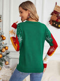 Printed Round Neck Long Sleeve Sweater - Trendsi
