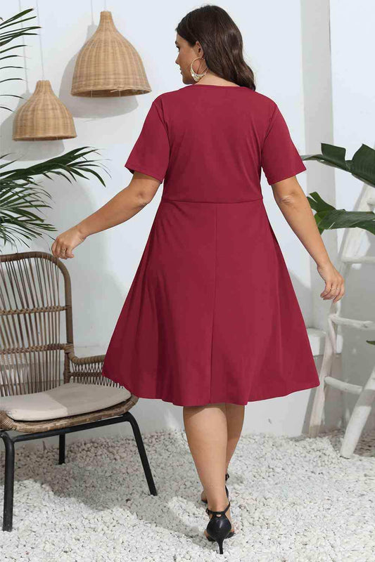 Plus Size Round Neck Openwork Dress - Trendsi - Flyclothing LLC