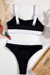 Color Block Scoop Neck Bikini Set - Trendsi