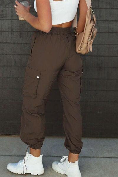 Drawstring Elastic Waist Pants with Pockets - Trendsi