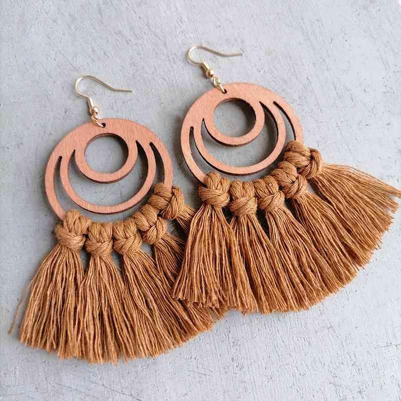 Tassel Detail Geometric Earrings - Flyclothing LLC