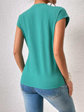 Tied Surplice Neck Short Sleeve Blouse - Trendsi - Flyclothing LLC