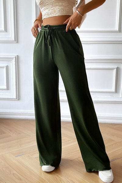 Drawstring Wide Leg Pants with Pocketed - Trendsi - Flyclothing LLC