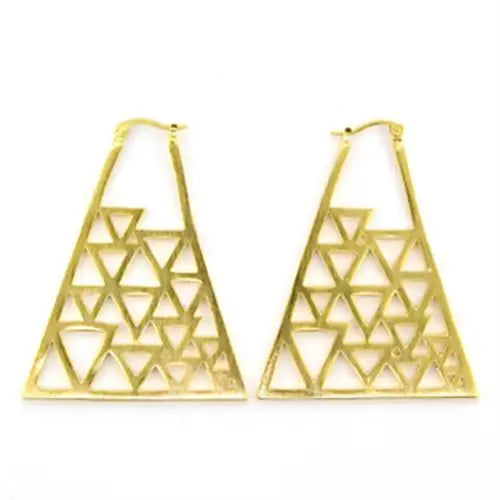 Alamode Gold & Brush Brass Earrings with No Stone - Alamode - Flyclothing LLC