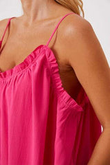 Full Size Ruffle Trim Tie Back Cami Jumpsuit with Pockets - Trendsi - Flyclothing LLC