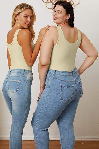 Basic Bae Full Size Square Neck Sleeveless Bodysuit - Trendsi - Flyclothing LLC