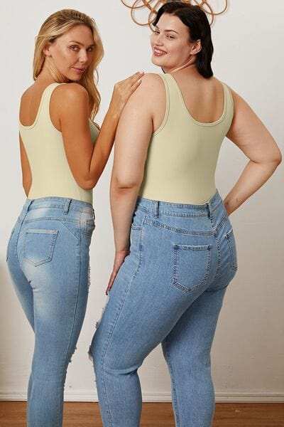 Basic Bae Full Size Square Neck Sleeveless Bodysuit - Trendsi - Flyclothing LLC