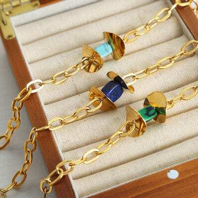 Natural Stone Pendant Titanium Steel Necklace - Trendsi - Flyclothing LLC