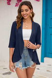 Half Sleeve Open Front Cardigan - Trendsi - Flyclothing LLC